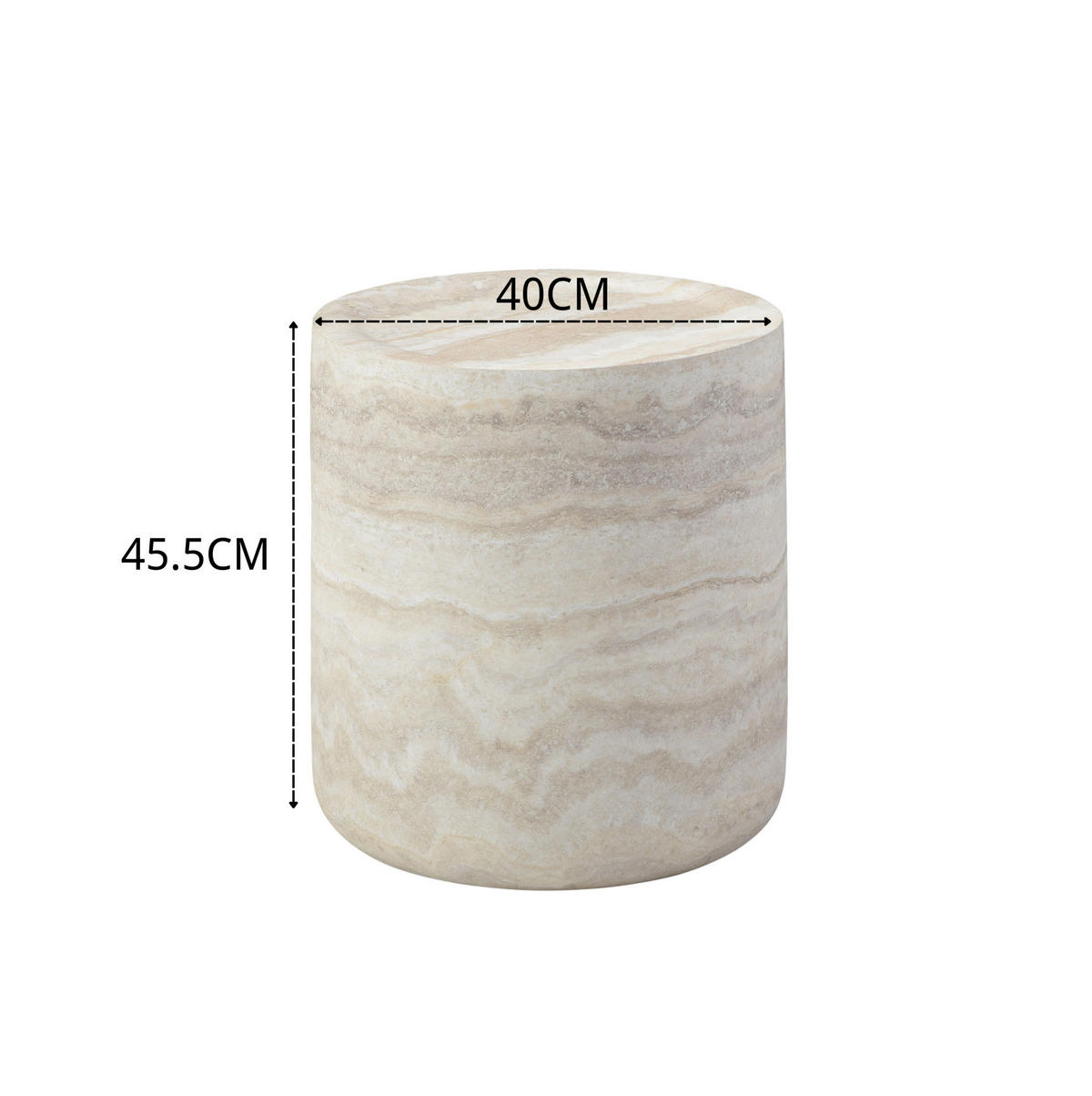 BEISTELLTISCH rund 40/45 cm in Beige aus Fiberglas mit strukturierter Oberfläche - Beige, Glas (40/40/45cm) - BEAOK