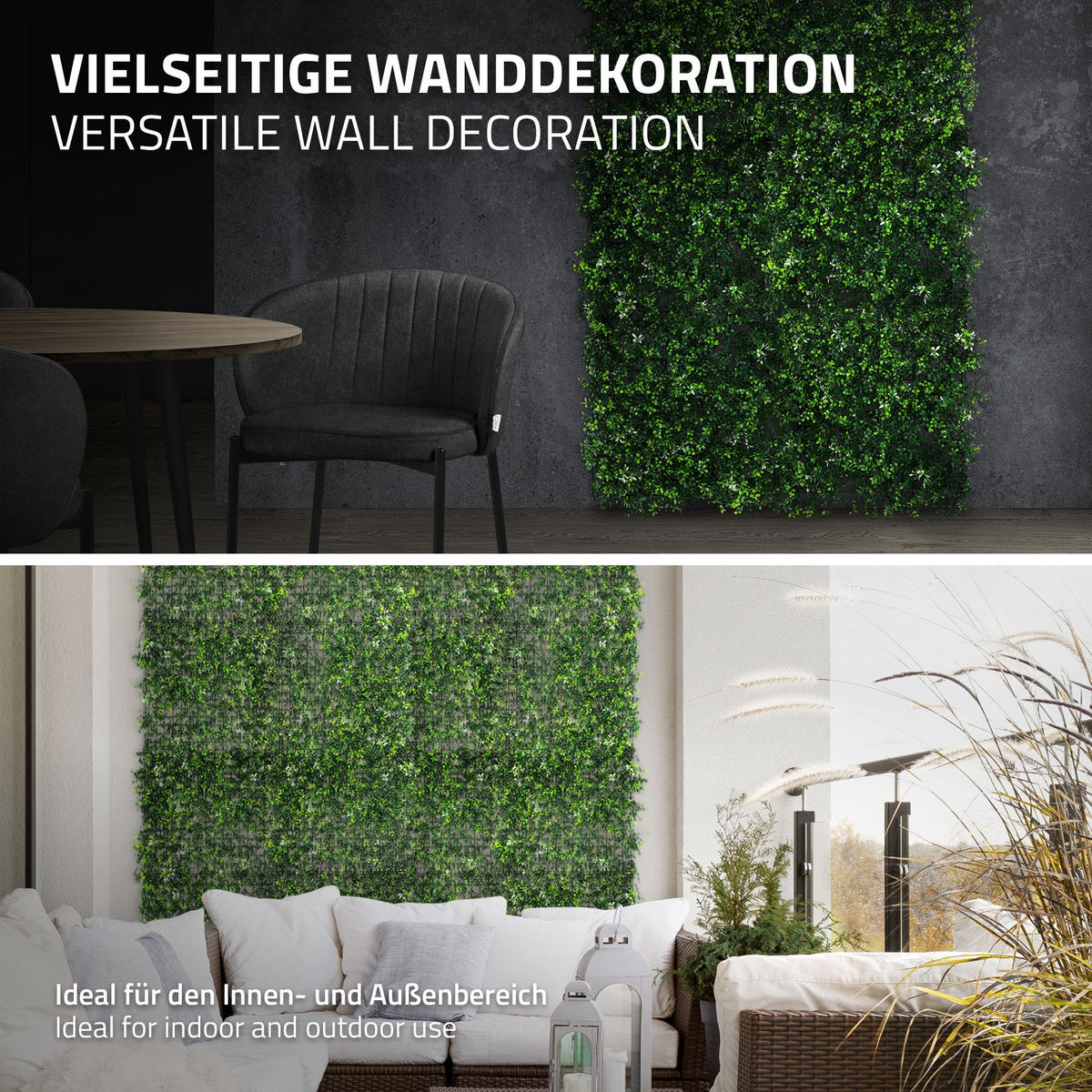 UMĚLÉ rostliny, nástěnný panel, sada 4 ks, Pachysandra 50x50 cm, zelená, z plastu - zelená barva, plast (50/50/8cm) - ECD-Germany