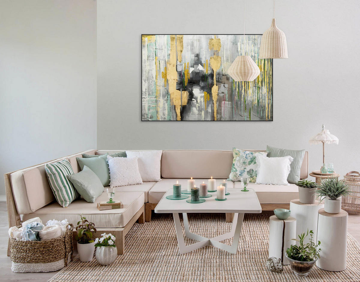 ÖLGEMÄLDE 120/80 cm - Gelb, Holz/Textil (2.02/80cm) - KUNSTLOFT