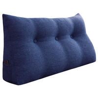 RÜCKENKISSEN für Bett Leinenlook Blau 100 cm - Blau, Textil (50/100cm) - Vercart