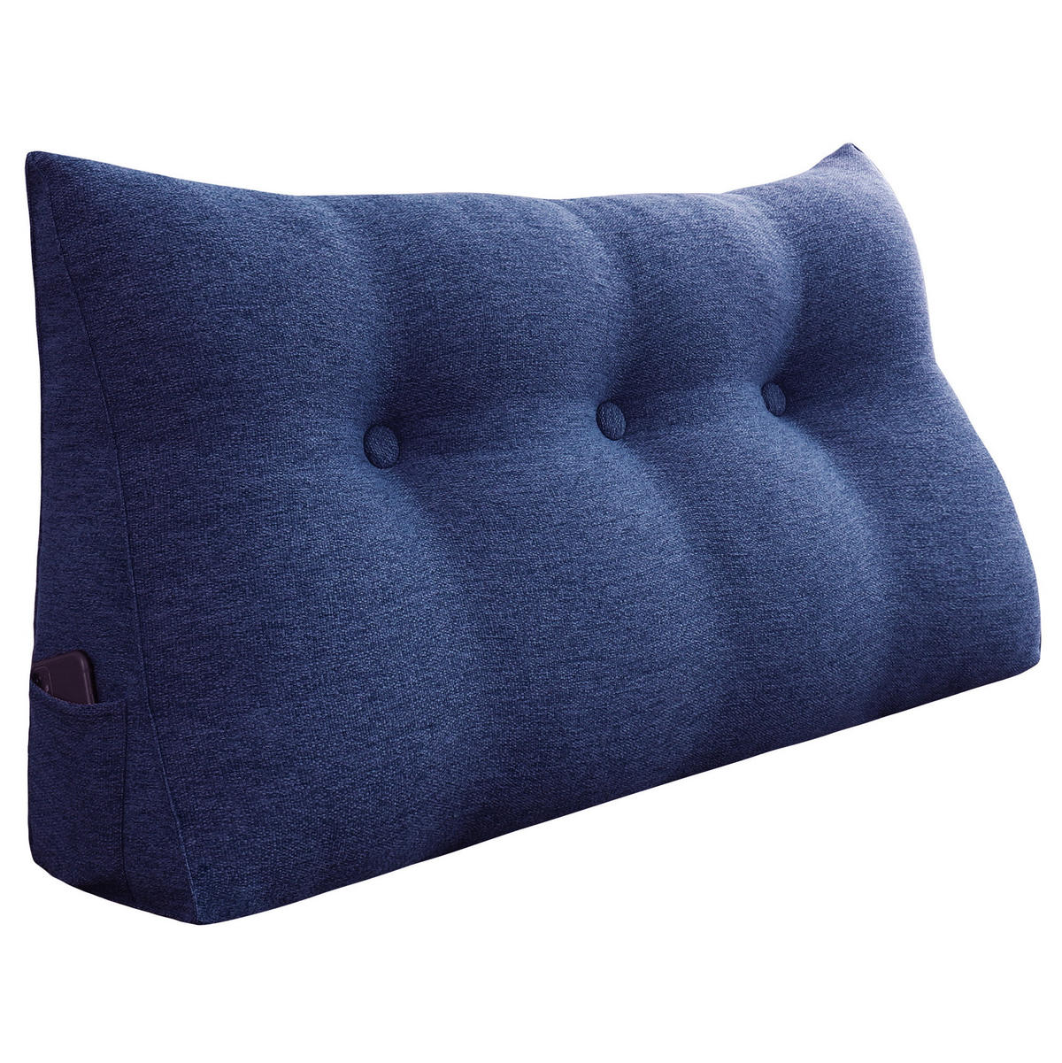 RÜCKENKISSEN für Bett Leinenlook Blau 100 cm - Blau, Textil (50/100cm) - Vercart