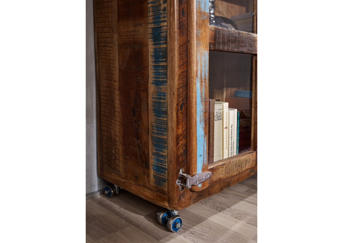 VITRINE Altholz 100x40x180 mehrfarbig lackiert FREEZY #30 - Multicolor, Holz (100/180/40cm) - Massivmoebel24