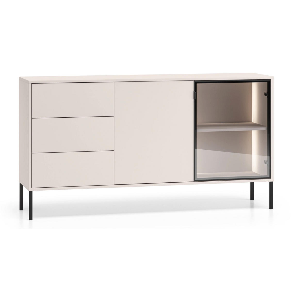SIDEBOARD Barnee Kaschmir 160 cm - Taupe/Schwarz, Holzwerkstoff/Metall (160/86/40cm) - Selsey