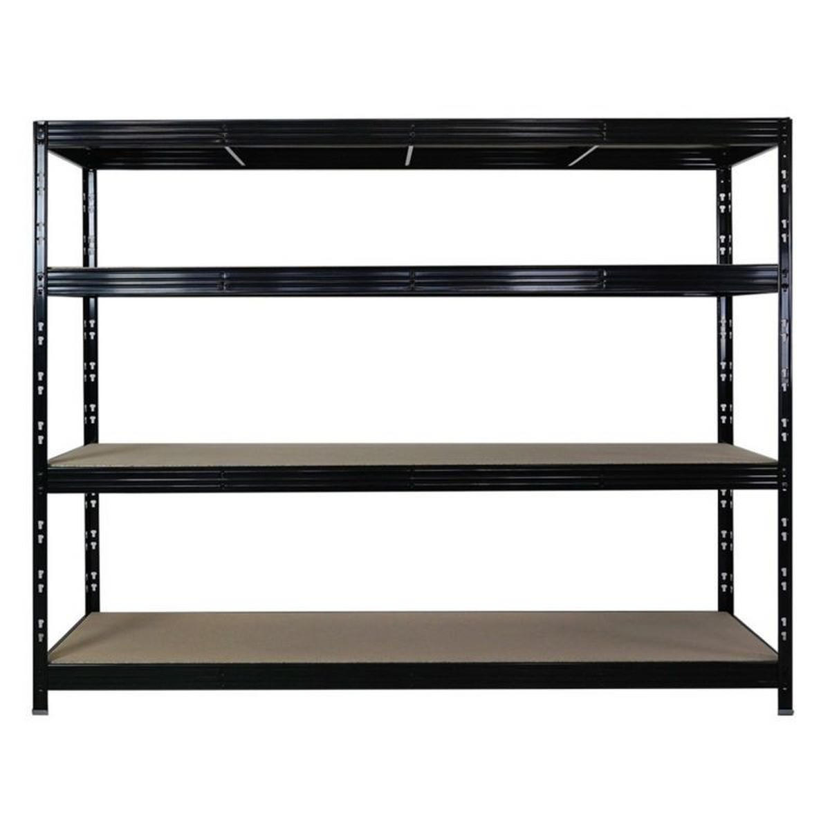 SCHWERLASTREGAL 2er-Set Rhino 180x240x60cm 4 Spanplatten-Ebenen 8mm Fachlast 450kg Schwarz - Schwarz, Metall (480/180/60cm) - PROREGAL