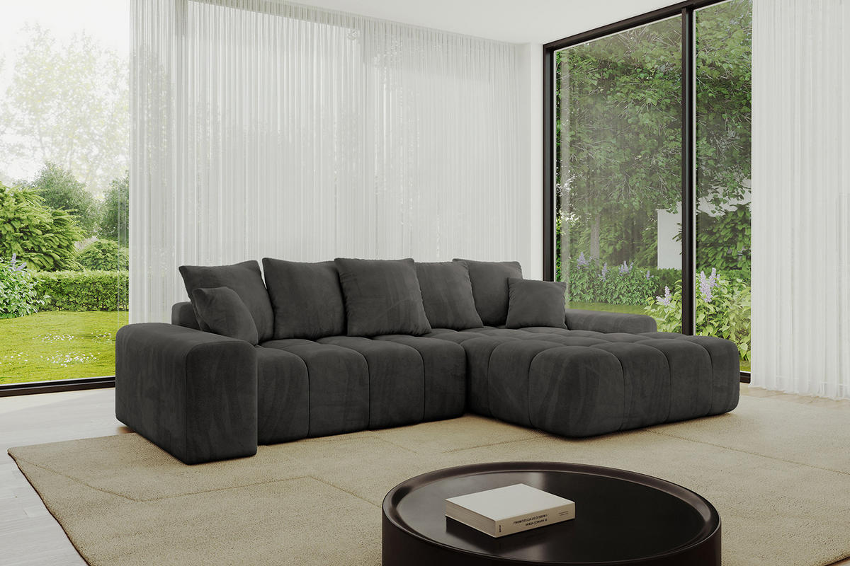 ECKSOFA Ottomane Rechts ENSI-L - 267x164x88 cm Anthrazit - Anthrazit, Holzwerkstoff/Kunststoff (164/267cm) - ALTDECOR