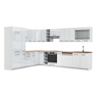 ECKKÜCHE Fame-Line Weiß Hochglanz/Weiß 347 x 257 cm, AP Eiche - Weiß Hochglanz/Weiß, Holzwerkstoff (347/81.6/60cm) - Vicco