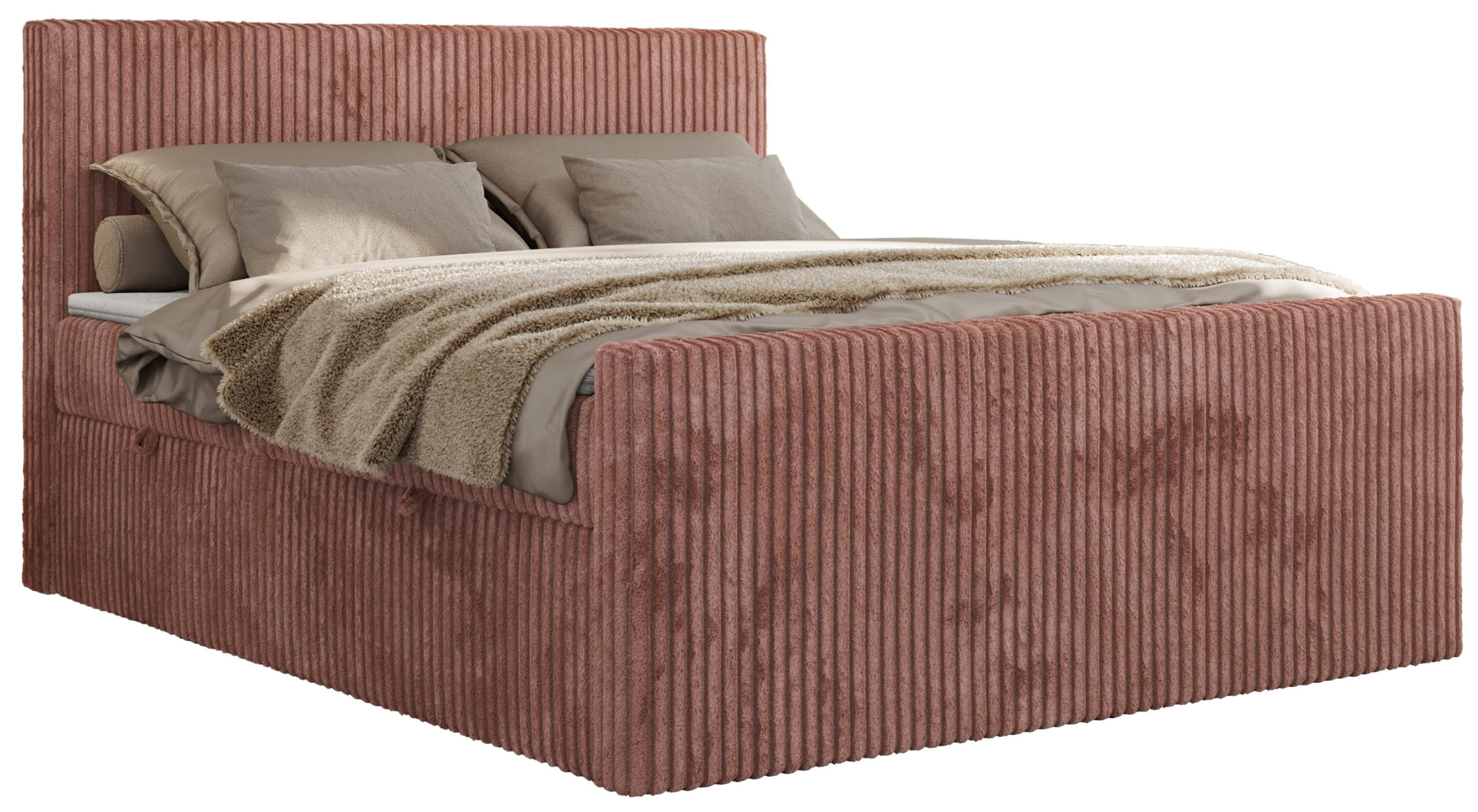 MKS KONTINENTÁLNÍ POSTEL TILIANO DUO 140/200 - Růžový manšestr - H3