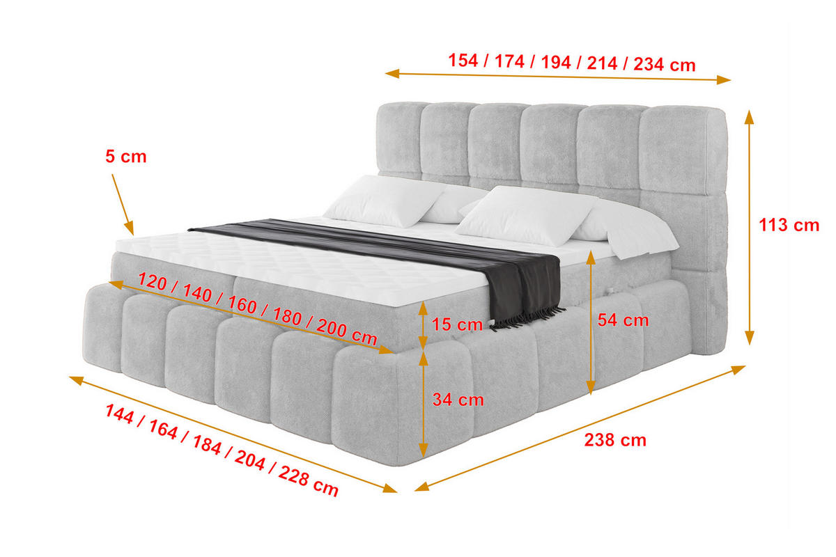 BOXBETT - AURI-H4 - 160x200 Grau Lapitt - Anthrazit, Holzwerkstoff (160/200cm) - ALTDECOR