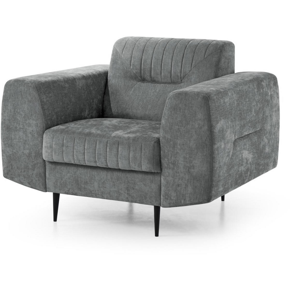 SESSEL Venezia mit Metallbeinen, dunkelgrau, 112 cm - Dunkelgrau/Schwarz, Holzwerkstoff/Metall (112/85/94cm) - Beautysofa