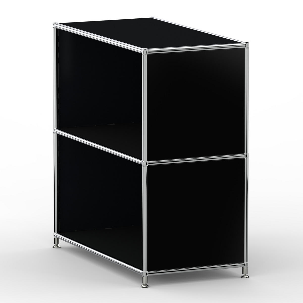 AKTENSCHRANK Büro, 2 offene Fächer, Breite 77 cm, Graphitschwarz - Chromfarben/Schwarz, Metall (40/80.5/77.2cm) - Versee