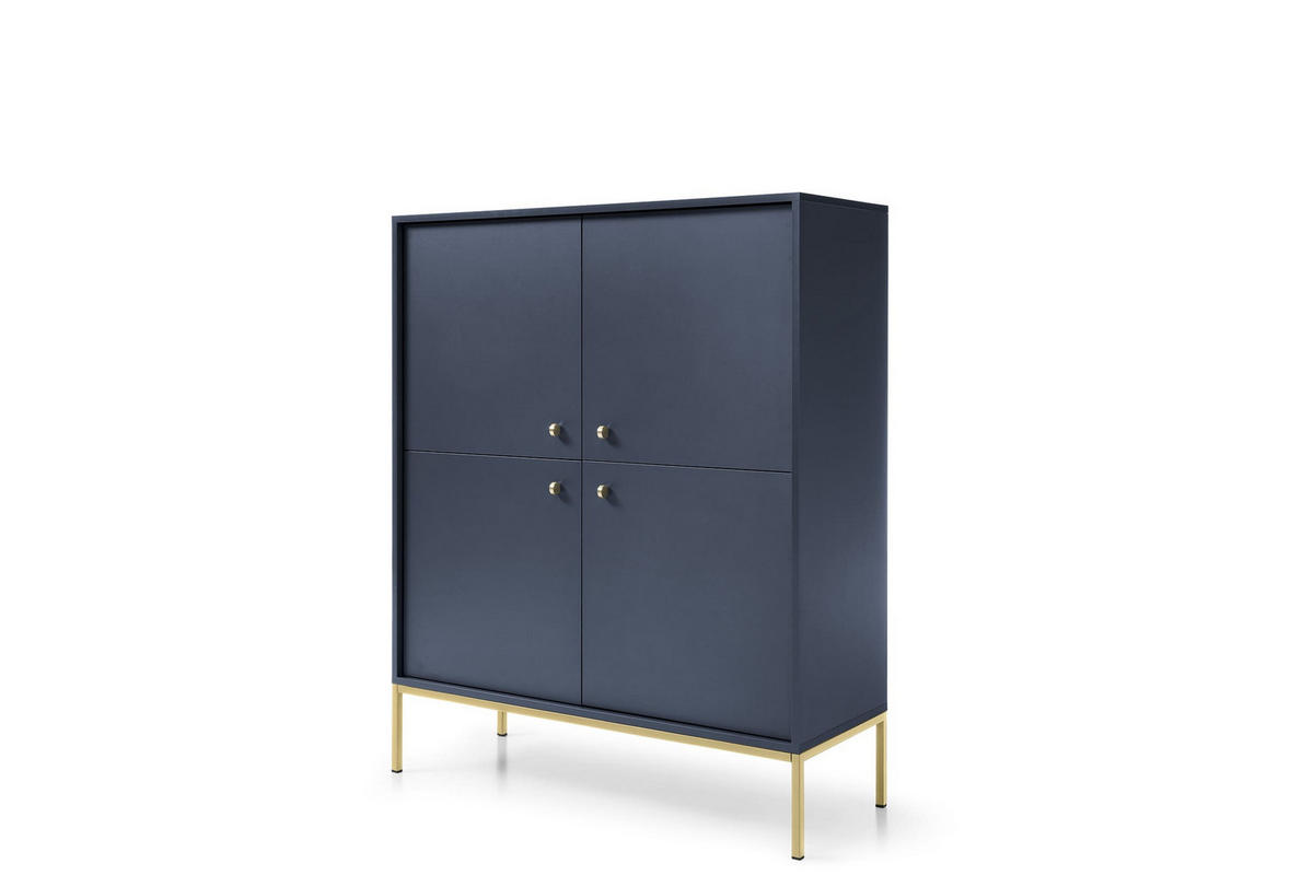 KOMMODE - kommode Melody I 104 4D Dunkelblau + Gold - Goldfarben/Dunkelblau, Holzwerkstoff (104/125/39cm) - Möblo