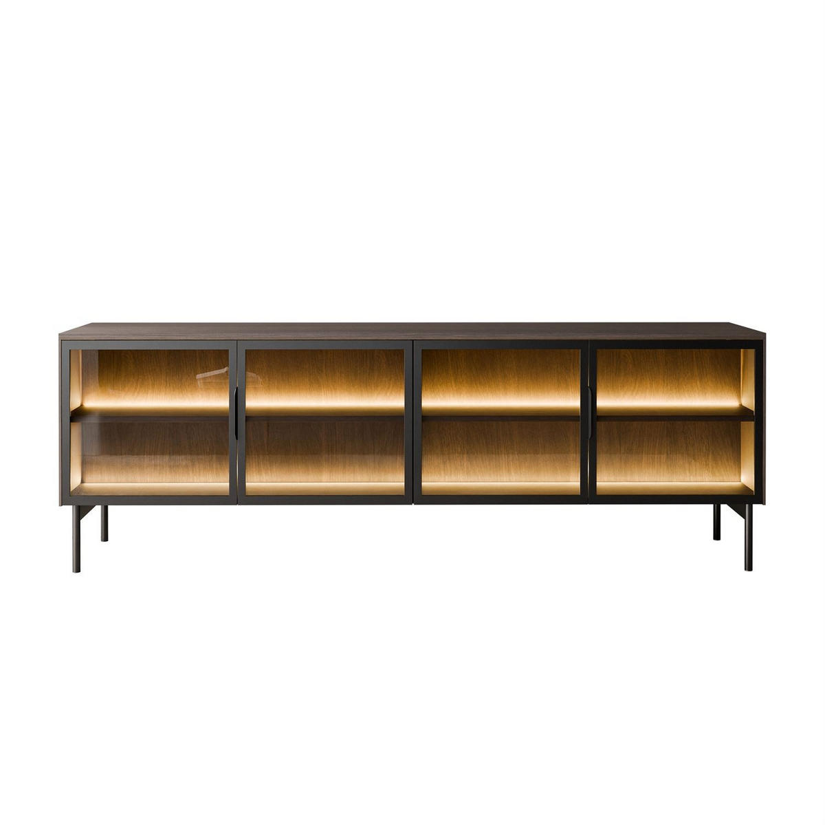 TV-ELEMENT LINEA LOFT mit LED-Beleuchtung Eiche + Schwarz - Eichefarben, Holzwerkstoff (181/62/39cm) - Lookway