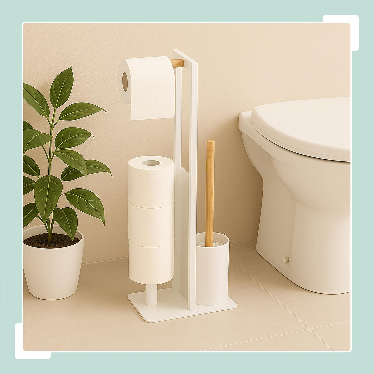 WC-GARNITUR - Schwarz, Holz/Kunststoff (21/65/18cm) - Relaxdays
