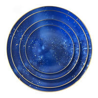 TELLERSET Blauer Sternenhimmel Bone China Blau Gold 4tlg Ø30 Ø26 Ø20 Ø16 cm - Blau/Goldfarben, Keramik (30/2/2cm) - Quality Elegance