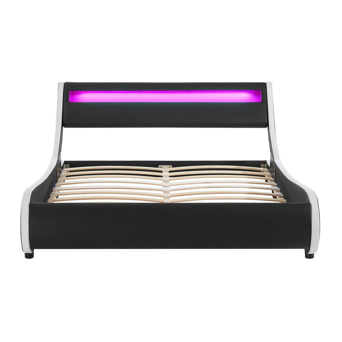 POLSTERBETT Valencia schwarz 140x200 cm mit LED - Schwarz, Textil (140/200cm) - Juskys