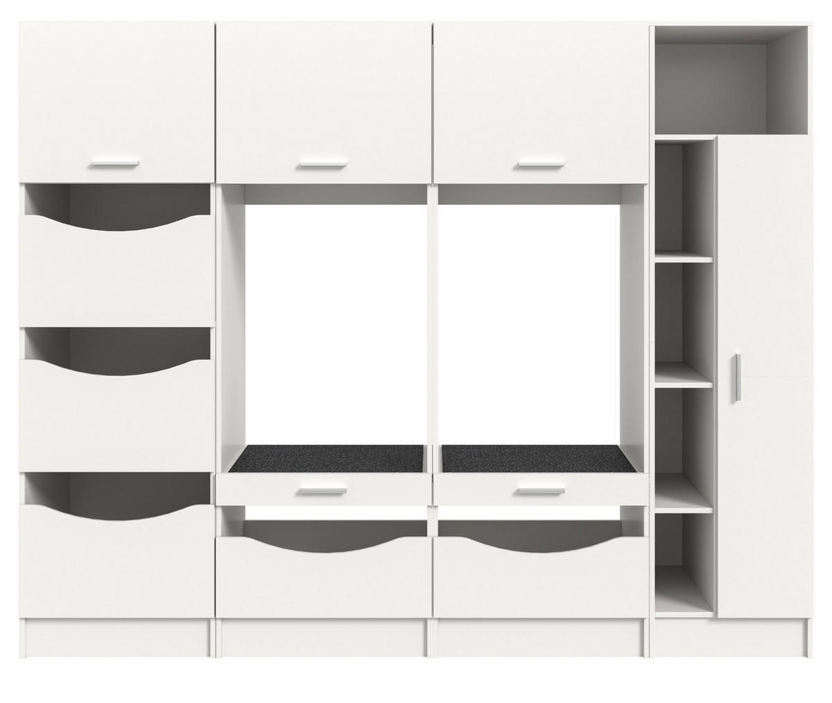 WASCHMASCHINENSCHRANK weiß Set 4-teilig, Waschmaschinenumbau 242 cm mit viel Stauraum - Silberfarben/Weiß, Glas/Holzwerkstoff (242/192/68cm) - Inn.Furn