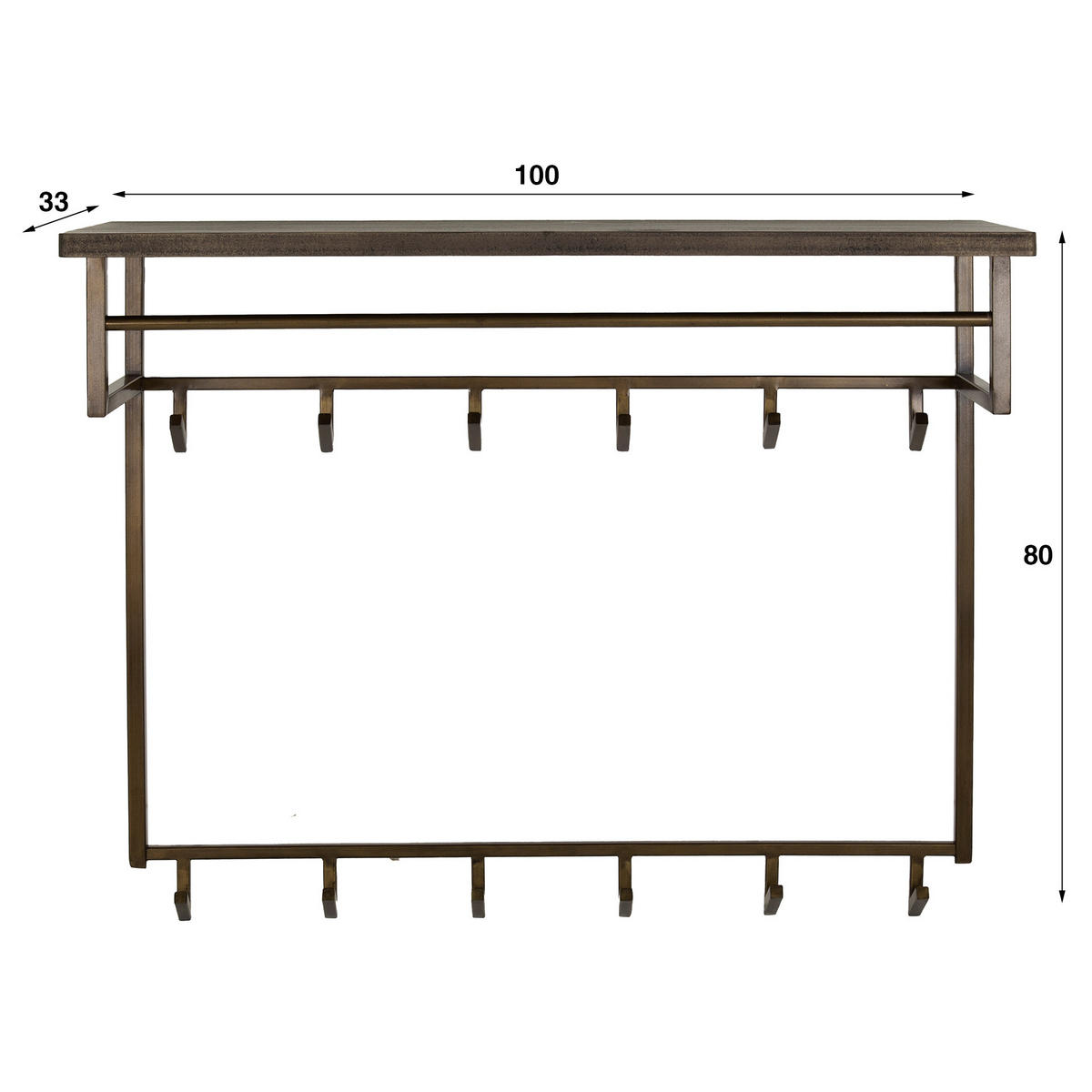 WANDGARDEROBE Ferro Braun 33/100/ 80 cm - Braun, Metall (100/80/33cm) - Hoyz Collection