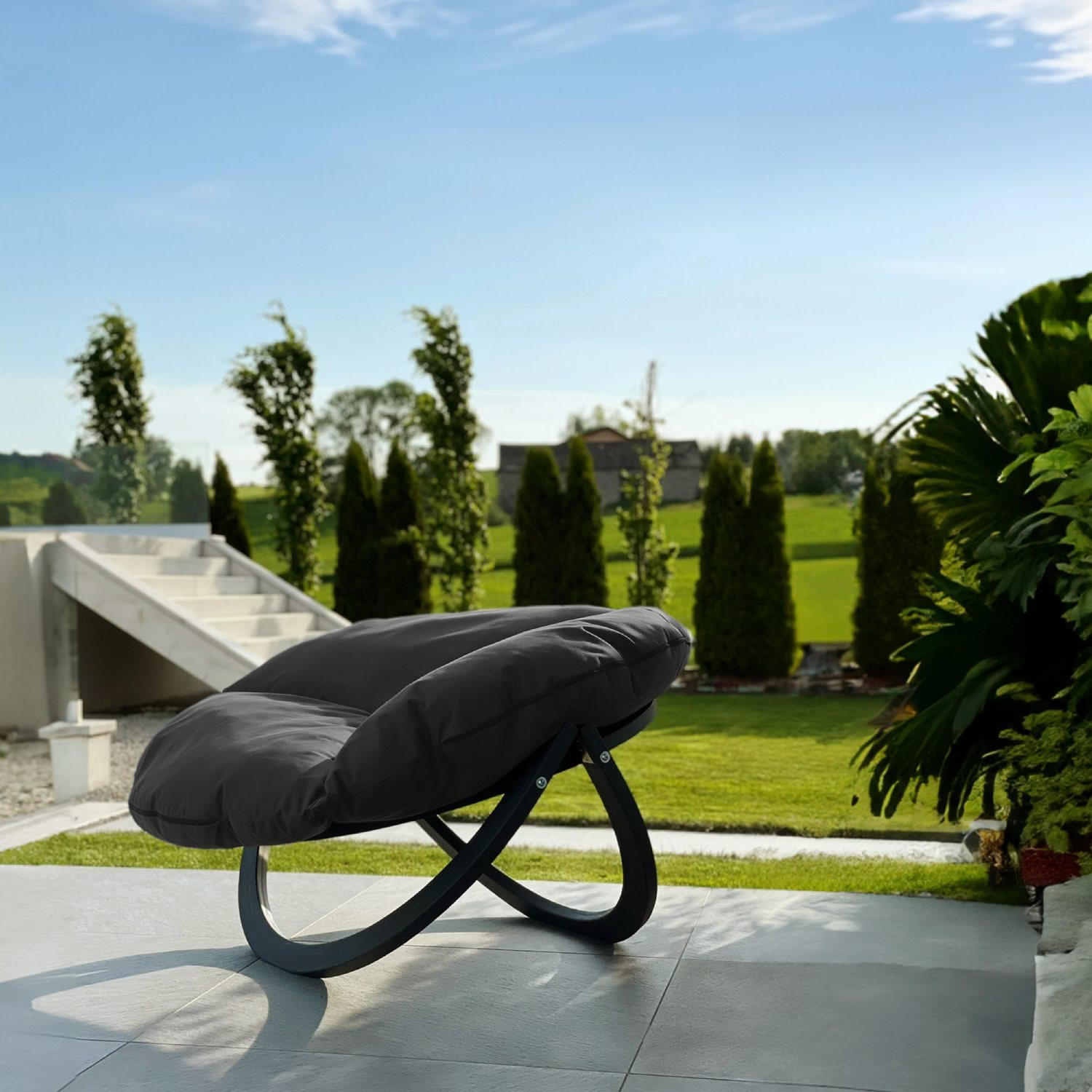 Thumbnail - Konsimo® Gartensessel, Dunkelgrau, Anthrazit, Holz, Textil, 119x65x100 cm, Loungemöbel, Loungesessel