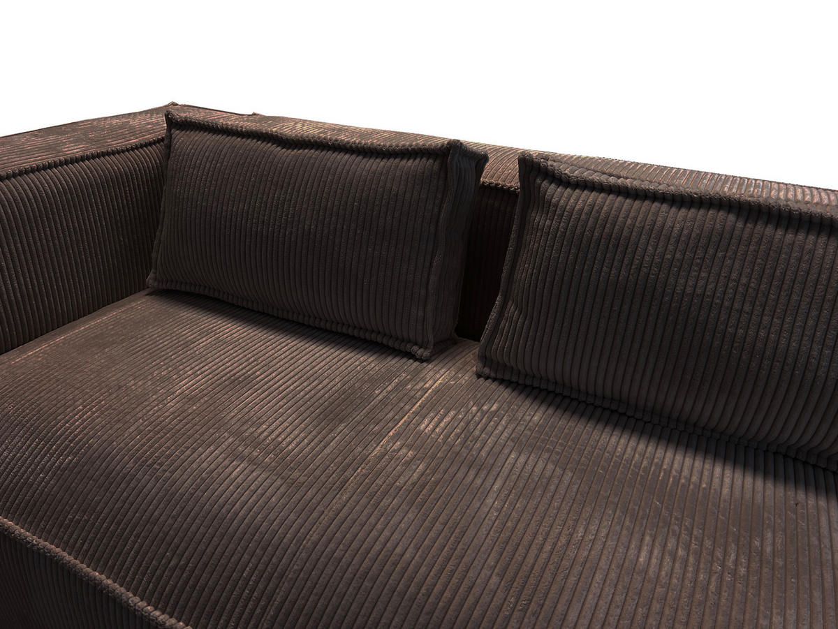 3-SITZER-SOFA Nova Dunkelbraun Cord - Dunkelbraun/Schwarz, Holz/Kunststoff (230/64/92cm) - S-Style Möbel