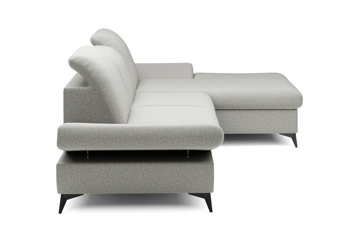 ECKSOFA FELICE R-S Grau Geflochtener Stoff mit Schlaffunktion - Grau, Holz (284/166cm) - MASSENO