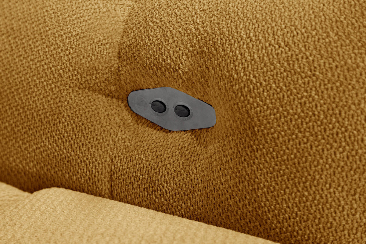 ECKSOFA KIMI 3-Sitzer, ausziehbarer Sitz, verstellbare Kopfstützen, senfgelb - Gelb/Schwarz, Holzwerkstoff/Textil (270/160cm) - Courtois Laville