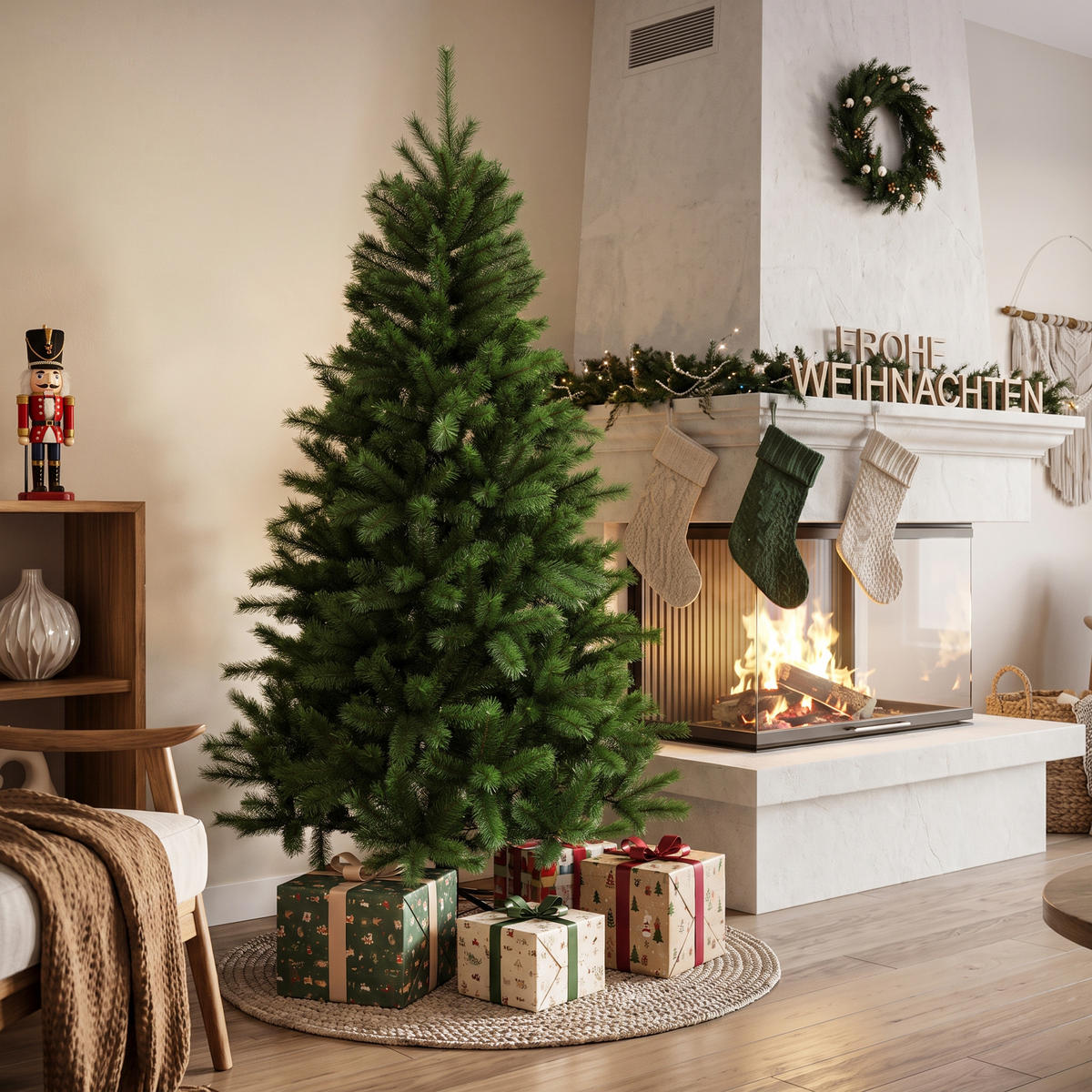 KÜNSTLICHER Weihnachtsbaum 188 cm, 736 Spitzen, Kiefern-Optik - Grün, Kunststoff (188cm) - Hometopia
