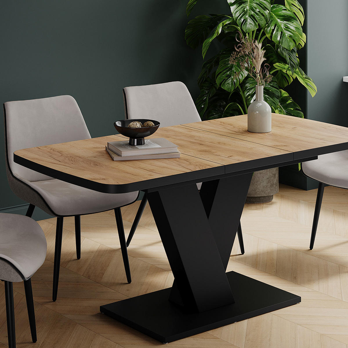 JÍDELNÍ STŮL Fenaro Dub Goldkraft/černá - černá/barva dubu, kompozitní dřevo (80/120/77.4cm) - Vicco