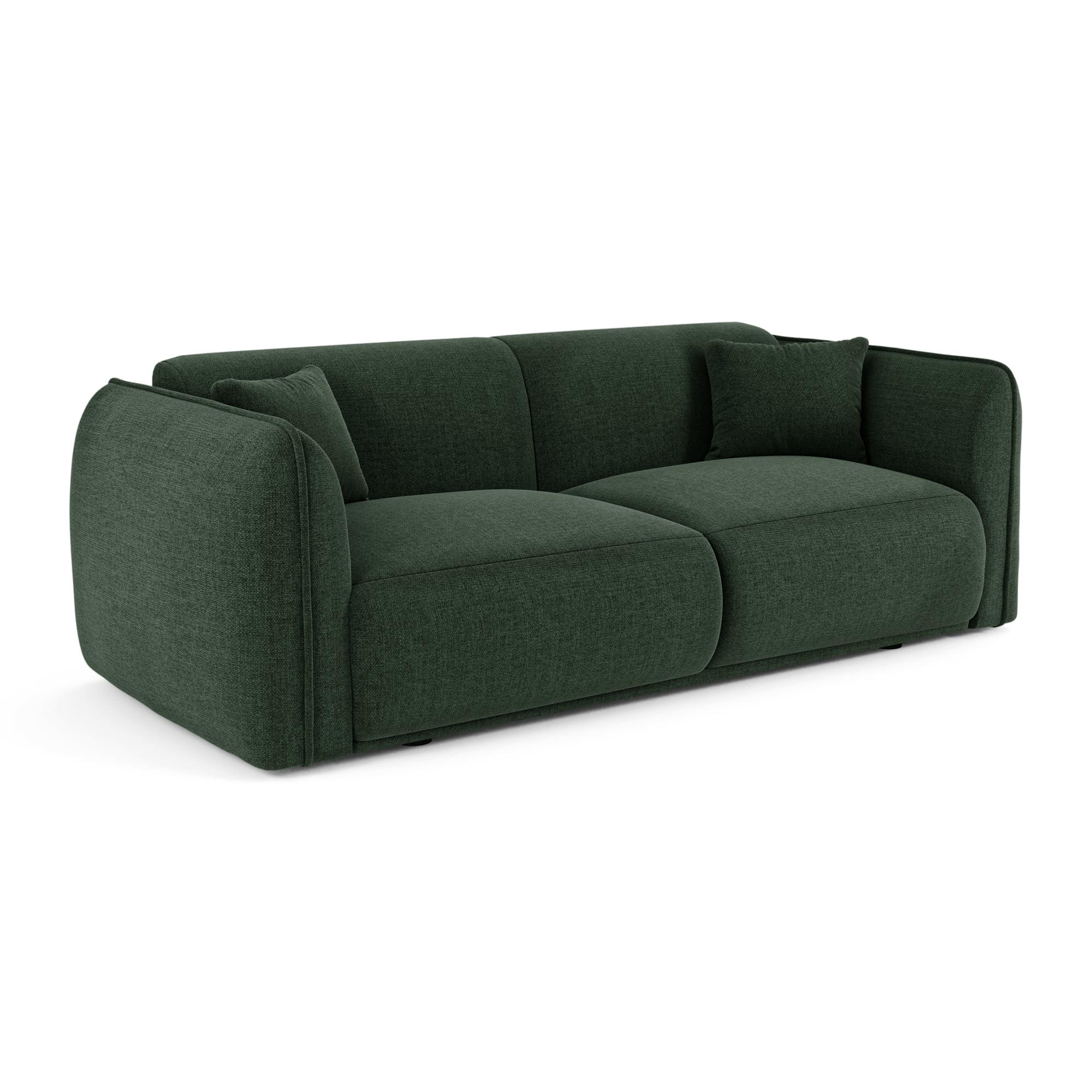 3-SITZER-SOFA LUSH Köpergewebe mit weichem Griff Khaki-Grün 206cm - Dunkelgrün/Olivgrün, Textil (206/72.5/90cm) - Premium Interiors