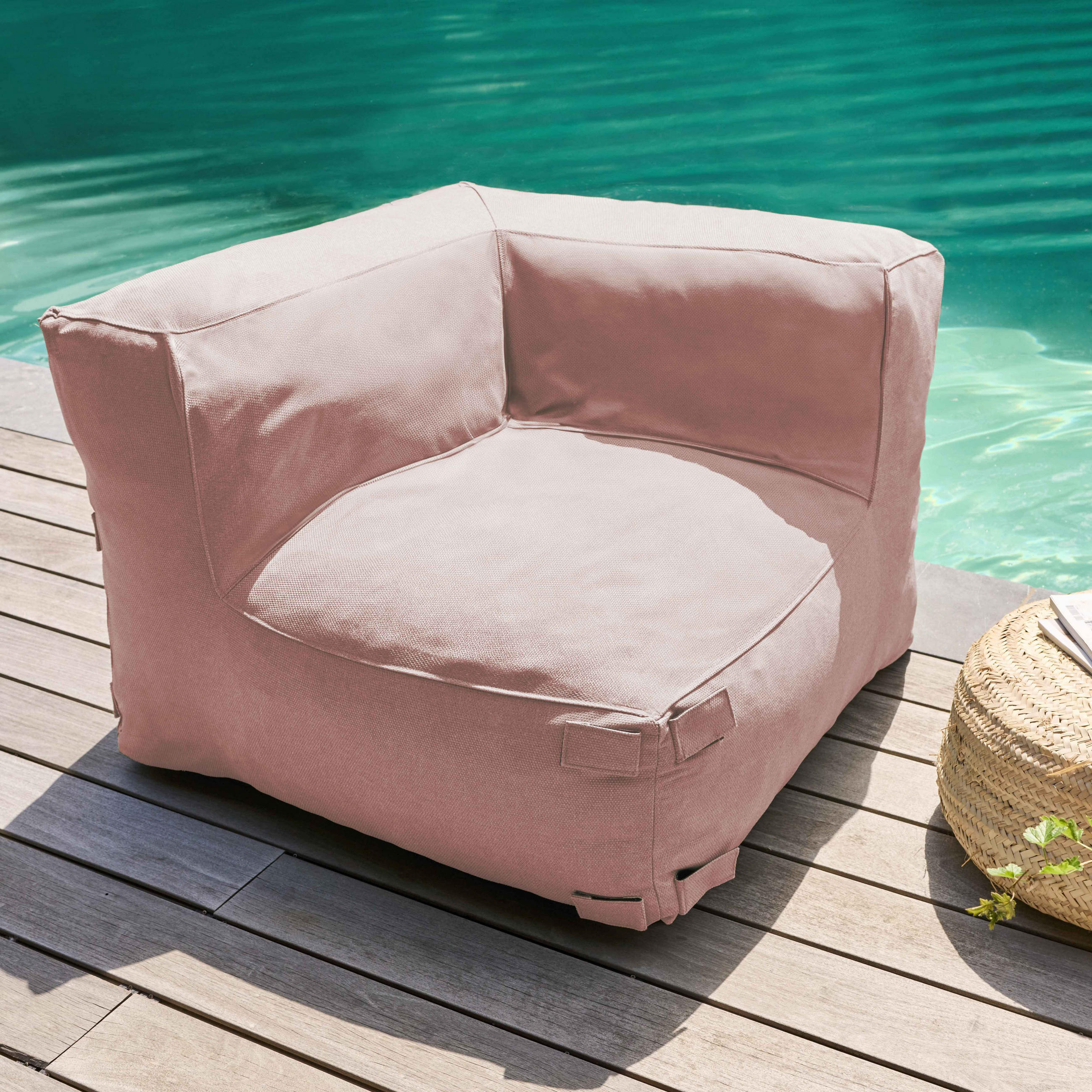 Thumbnail - Oviala Gartensofa, Pink, Textil, 3 Sesseln, 2 Ecken und 1 Hocker, 8-Sitzer, rechteckig,Rechteckig, Loungemöbel, Gartenlo...