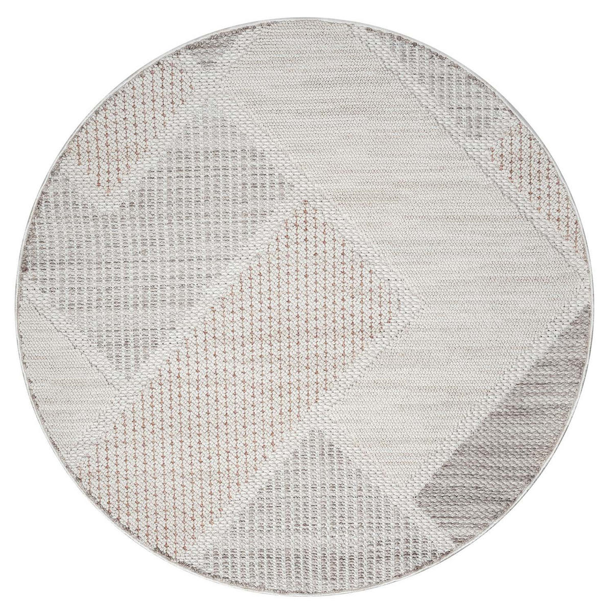 KURZFLOR-TEPPICH Lindo 8877 Terra 160x160 cm Rund - Creme, Textil (160/160cm) - carpet city