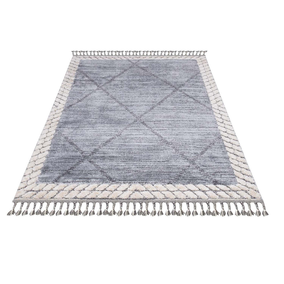 KURZFLOR-TEPPICH Valencia 909 Graublau/ Creme 120x170 cm - Blau/Creme, Textil (120/170cm) - carpet city