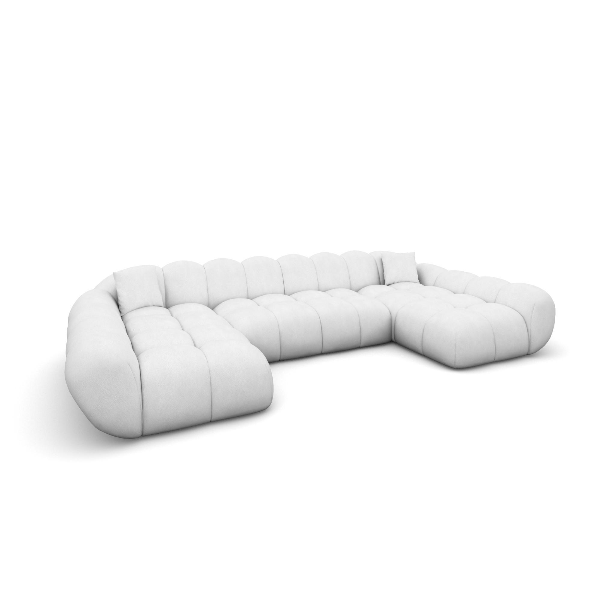WOHNLANDSCHAFT Liva Weiß Echtleder U-Form XXL Studio - Weiß, Leder (330/70/160cm) - VAROYAL