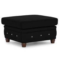 HOCKER Chesterfield Cleo Blink Schwarz Samt mit Kristallsteppung und braunen Massivholzfüßen - Schwarz/Braun, Holz/Textil (75/45/70cm) - S-Style Möbel