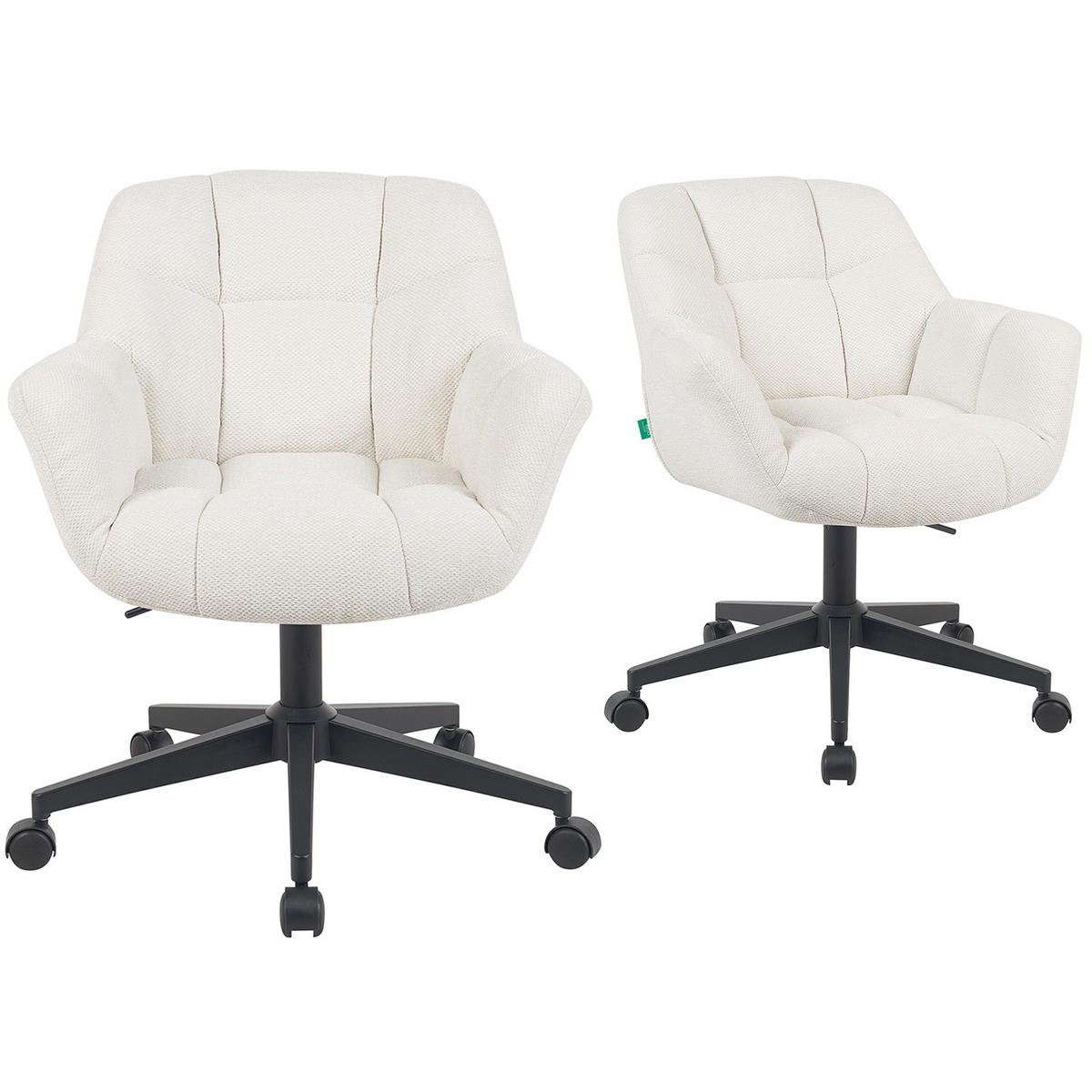 BÜROSTUHL Mika-Nuri - Creme/Schwarz, Textil/Metall (65/78/66cm) - DUBI Möbel