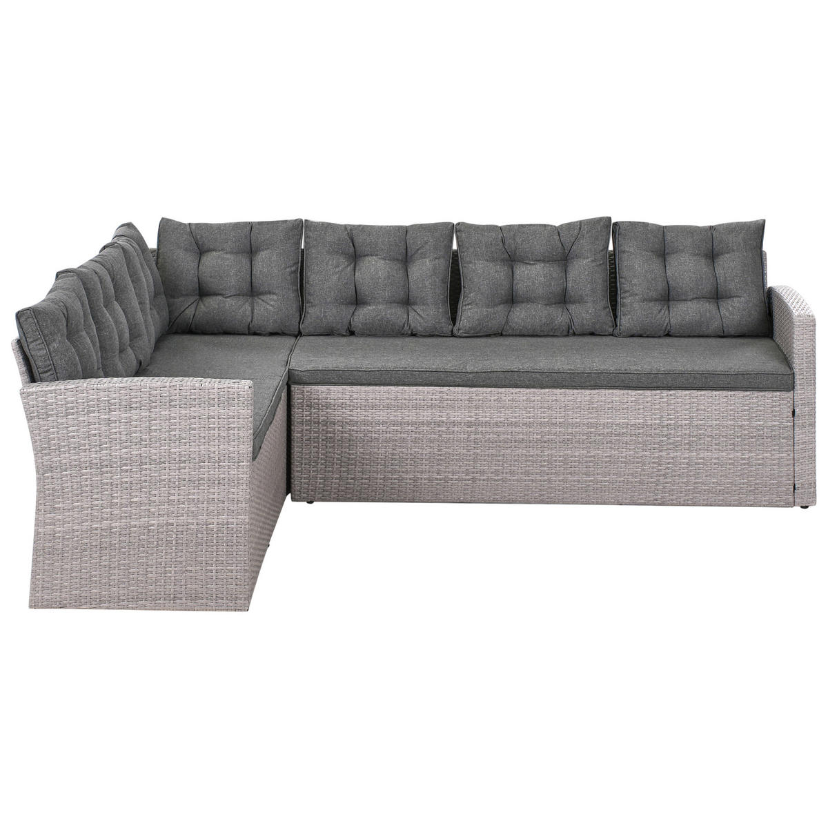 GARTEN-ECKSOFA 8-Sitzer Polyrattan Grau Viterbo - Hellgrau/Grau, Kunststoff - Beliani