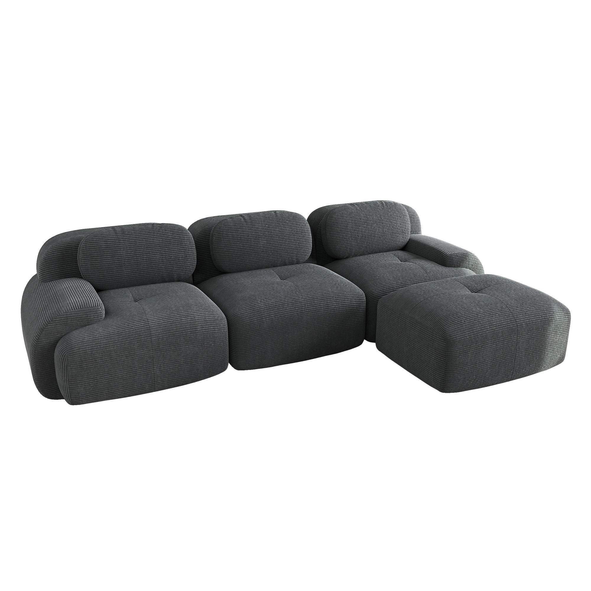 ECKSOFA Cord Grau modular kombinierbar - Grau, Textil (298/178cm) - WISHDOR