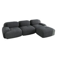 ECKSOFA Cord Grau modular kombinierbar - Grau, Textil (298/178cm) - WISHDOR