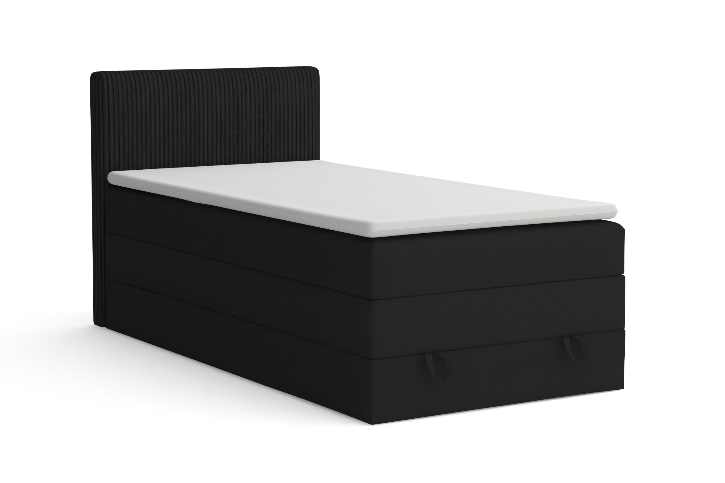 BOXBETT ORO 90/200 in Velours/Cord Schwarz - Schwarz, Holz/Holzwerkstoff (90/200cm) - Deine Möbel 24