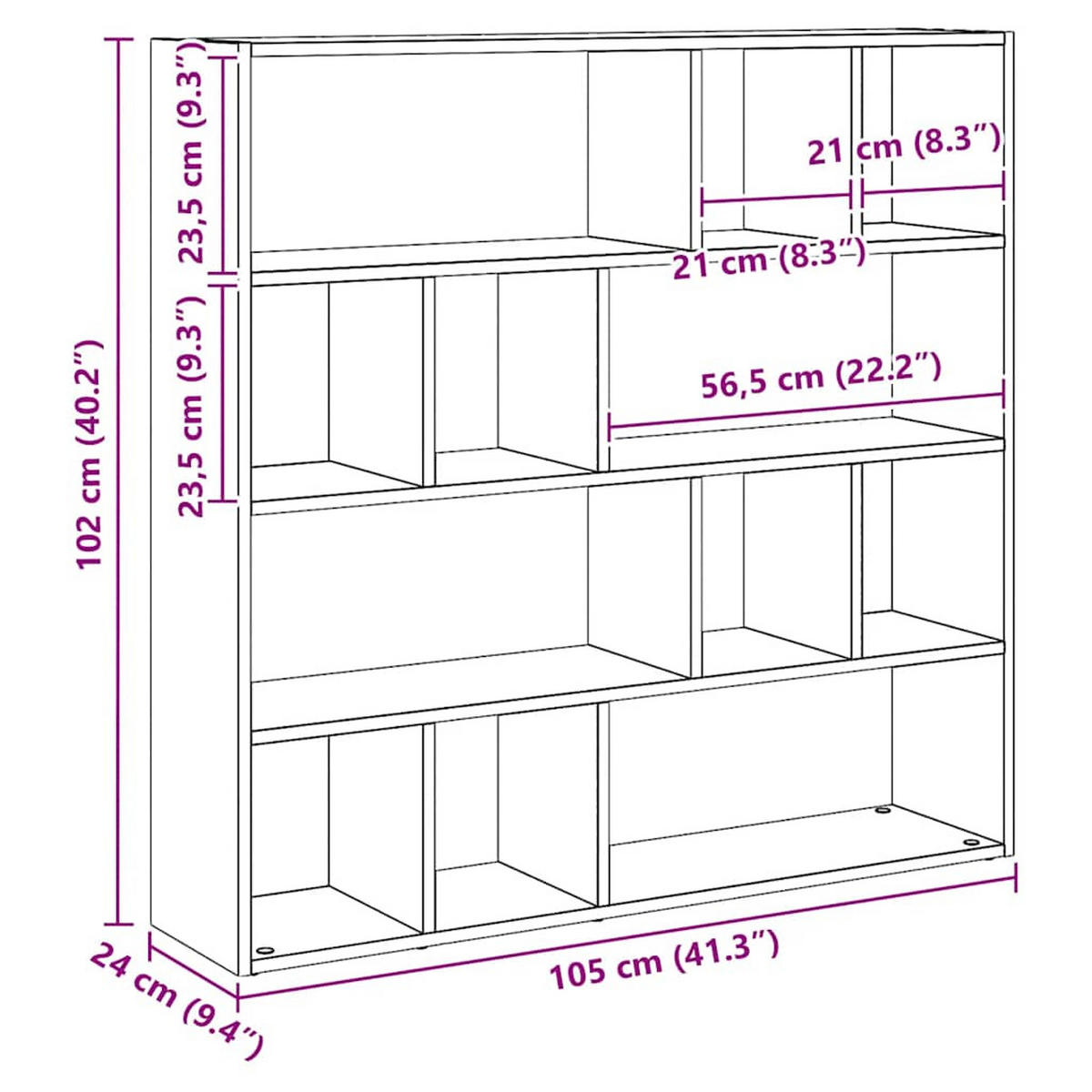 BÜCHERREGAL/RAUMTEILER Artisan-Eiche 105/24/102 Cm - Hellbraun, Holzwerkstoff (24/102/105cm) - vidaXL