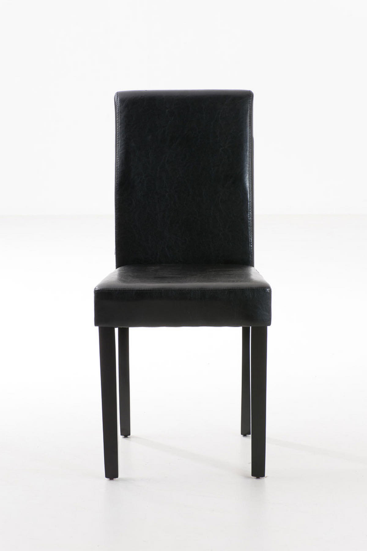 STUHL Lederlook schwarz - Dunkelbraun/Schwarz, Holz/Textil (41/91/47cm) - CLP