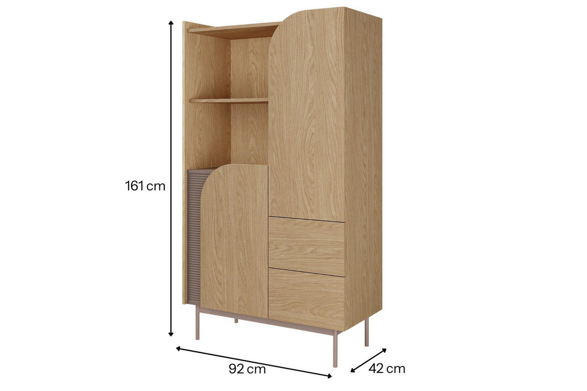 HOCHKOMMODE CARLO 04 92/161/42 cm in Frühlingseiche / Toffee - Eichefarben, Holzwerkstoff (92/161/42cm) - Deine Möbel 24