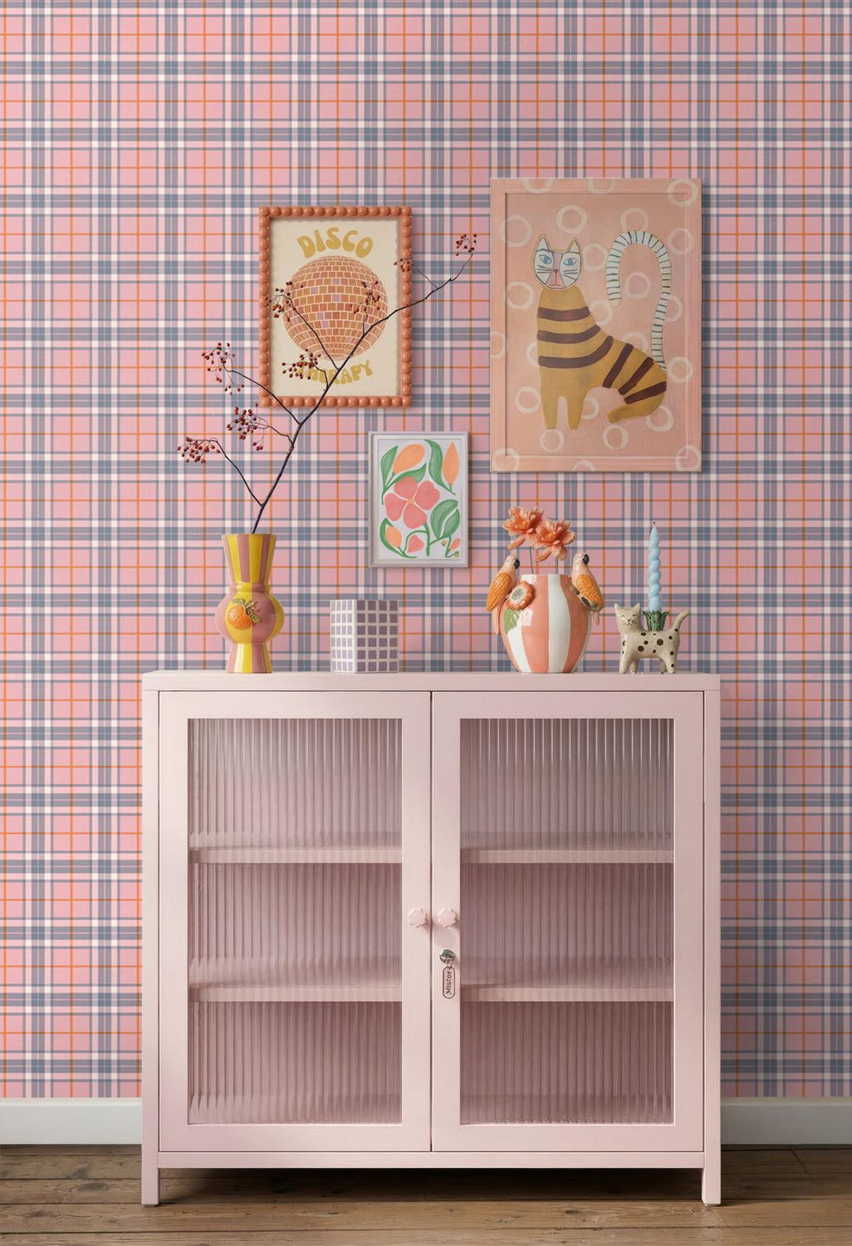 TAPETE Karomuster 50 x 900 cm - Pink, Papier (50/0.1cm) - ESTAhome