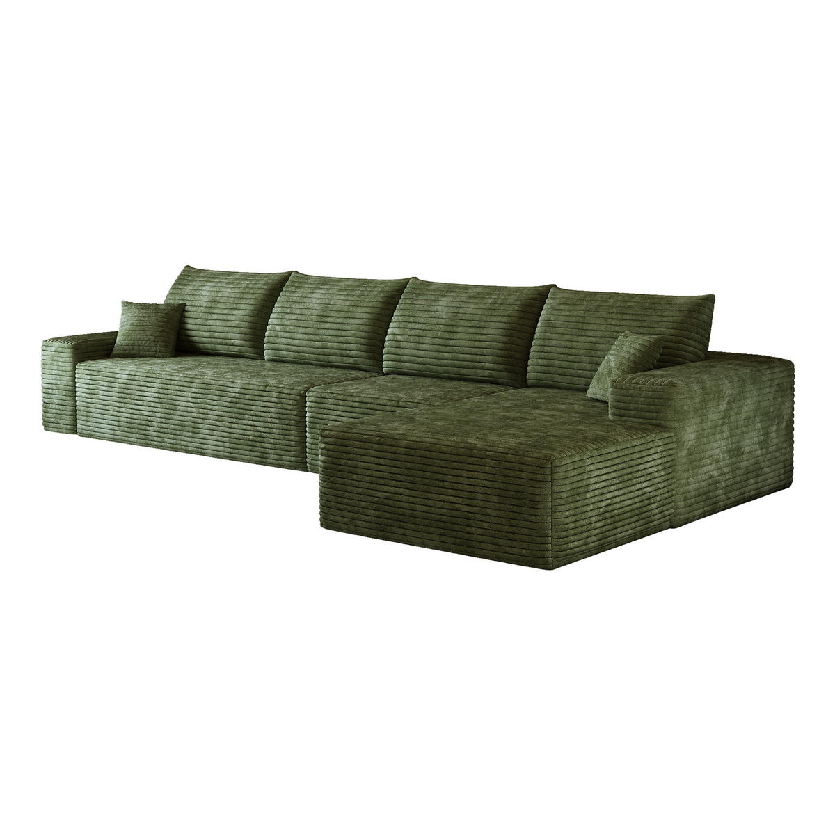 L-FÖRMIGES ECKSOFA Grün 270/175/83 cm 4-Sitzer Modular Cordstoff - Grün, Textil (270/175cm) - PANGIVO