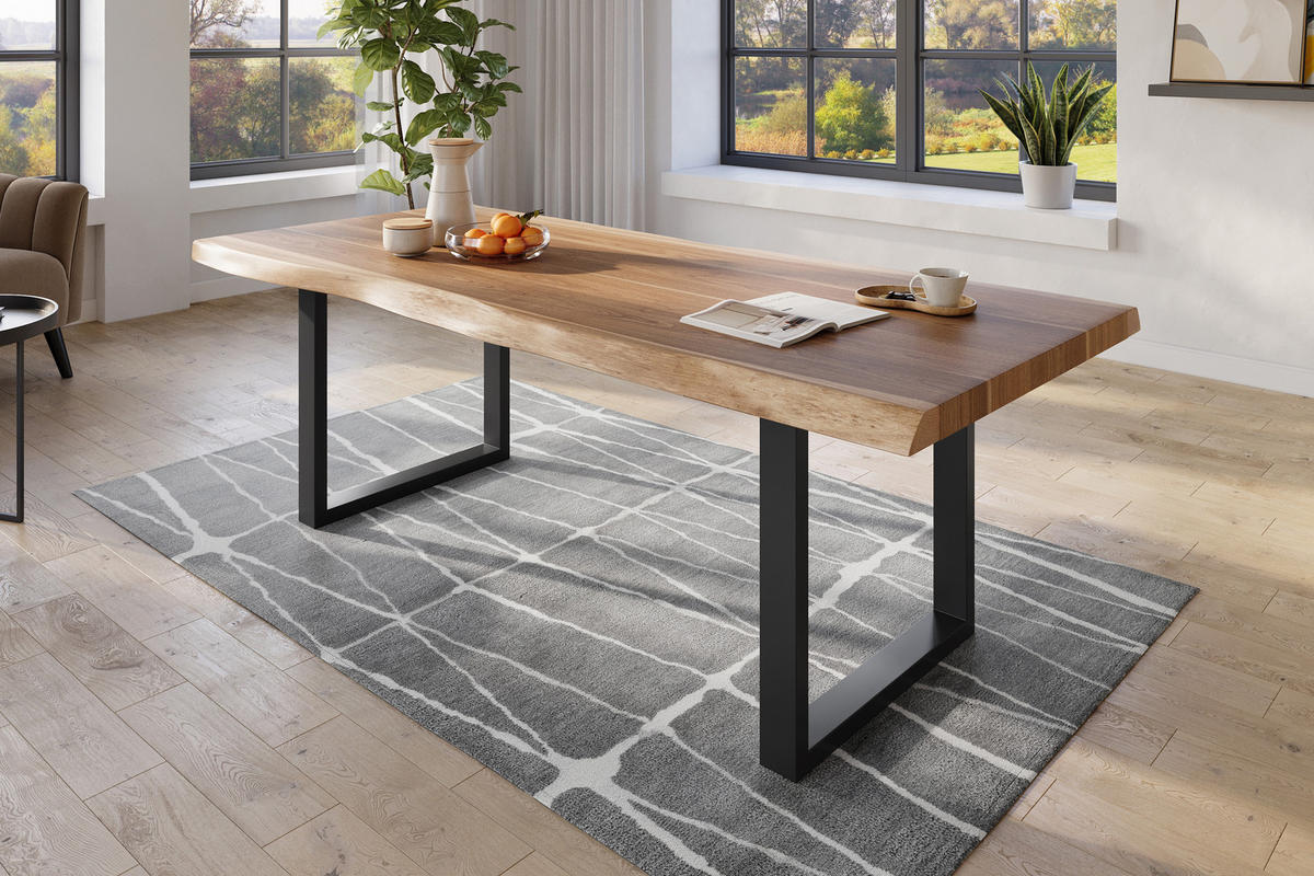 ESSTISCH TITAN - Beige/Schwarz, Holz (110/240/79cm) - SAM