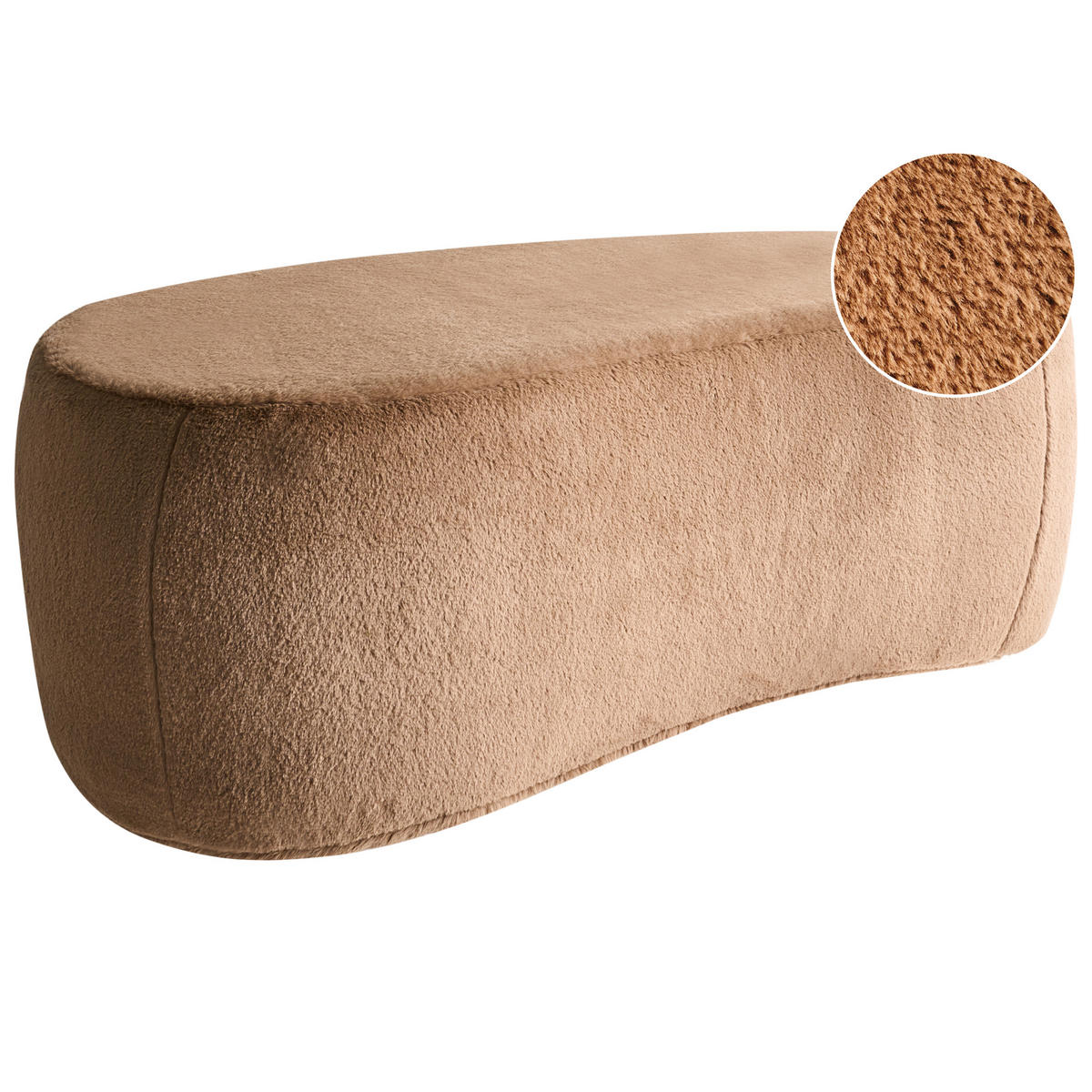POUF Hellbraun Bayard - Hellbraun, Kunststoff (115/43/56cm) - Beliani