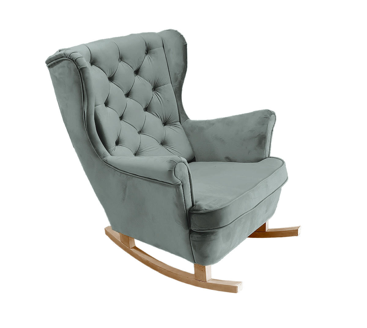SCHAUKELSESSEL mit gepolstertem Sitz und Armlehnen, 102x81x95 cm, Asche_29857 - Buchefarben/Blaugrau, Holz/Textil (81/102/95cm) - DomoHome