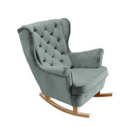 SCHAUKELSESSEL mit gepolstertem Sitz und Armlehnen, 102x81x95 cm, Asche_29857 - Buchefarben/Blaugrau, Holz/Textil (81/102/95cm) - DomoHome