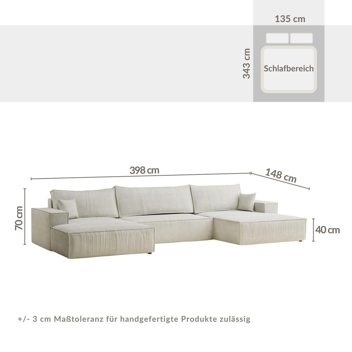 WOHNLANDSCHAFT Kyoto Braun Webstoff - Schwarz/Braun, Holz/Holzwerkstoff (398/70/148cm) - Maison de Reve