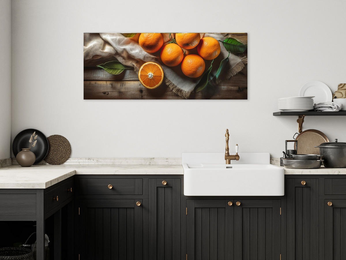 GLASBILD 125x50 cm Bild Küche Orangen - Braun, Glas (125/50cm) - artissimo