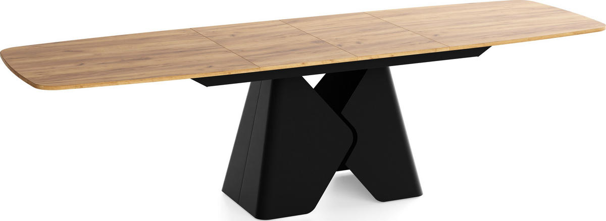 ESSTISCH Vanta rechteckig ausziehbar verlängerbar mit Schwarzem Metallgestell, Eiche Braun 180-270/90/76 cm - Eiche Wotan/Schwarz, Holzwerkstoff/Metall (90/270/76cm) - WFL GROUP